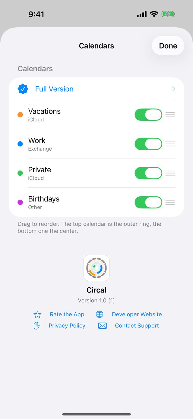 Choosing calendars and their order